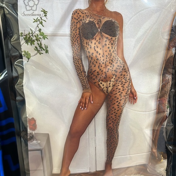 Leopard print bodystocking lingerie - Picture 2 of 2